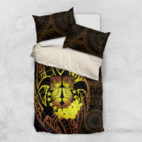 Kia Orana Kuki Airani Bedding Set Cook Islands Tangaroa God Tatau Gold LT14 US Twin 172cm x 218cm Gold - Polynesian Pride