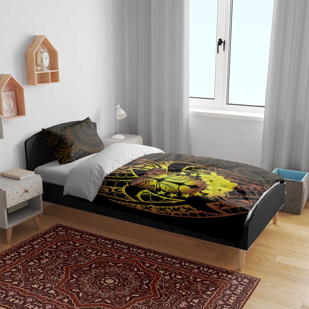 Kia Orana Kuki Airani Bedding Set Cook Islands Tangaroa God Tatau Gold LT14 - Polynesian Pride