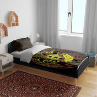 Kia Orana Kuki Airani Bedding Set Cook Islands Tangaroa God Tatau Gold LT14 - Polynesian Pride
