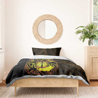 Kia Orana Kuki Airani Bedding Set Cook Islands Tangaroa God Tatau Gold LT14 - Polynesian Pride