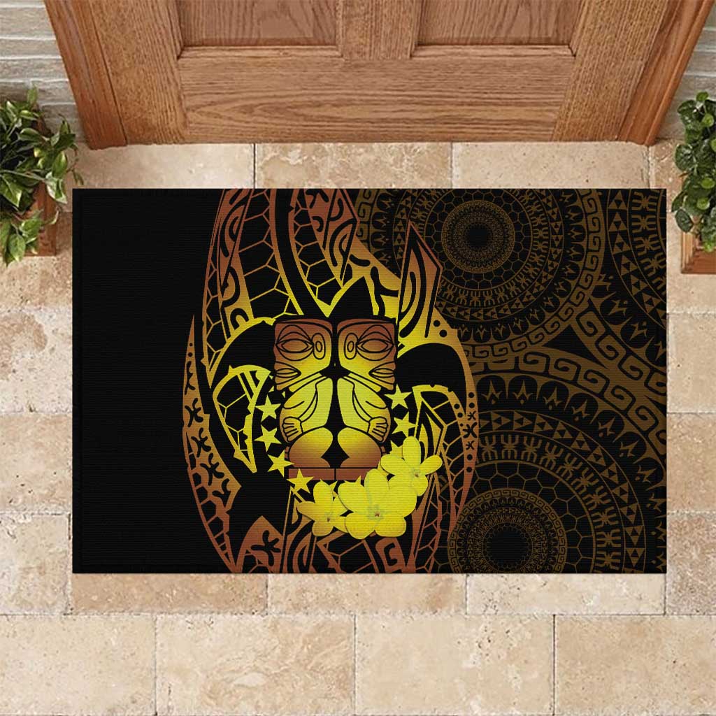 Kia Orana Kuki Airani Rubber Doormat Cook Islands Tangaroa God Tatau Gold LT14 Gold - Polynesian Pride