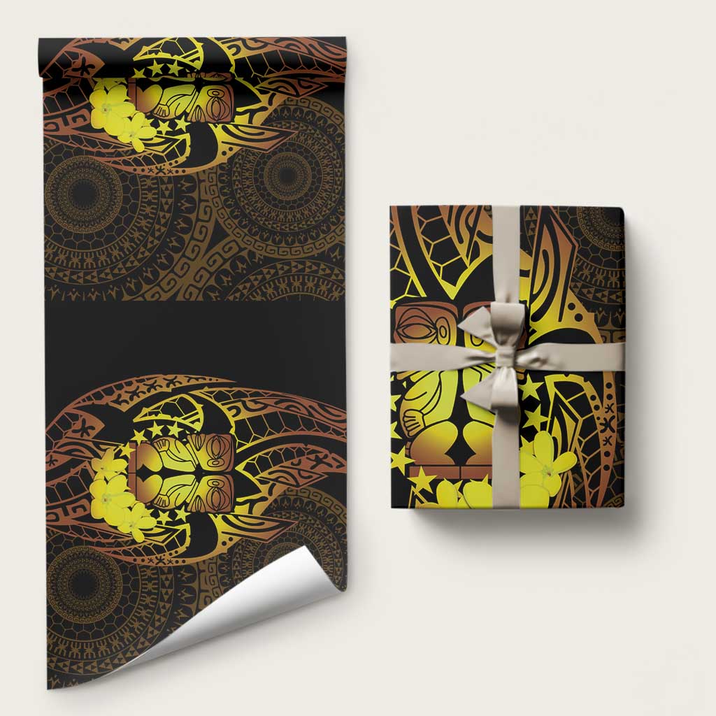Kia Orana Kuki Airani Wrapping Paper Cook Islands Tangaroa God Tatau Gold LT14 58" × 23" Gold - Polynesian Pride