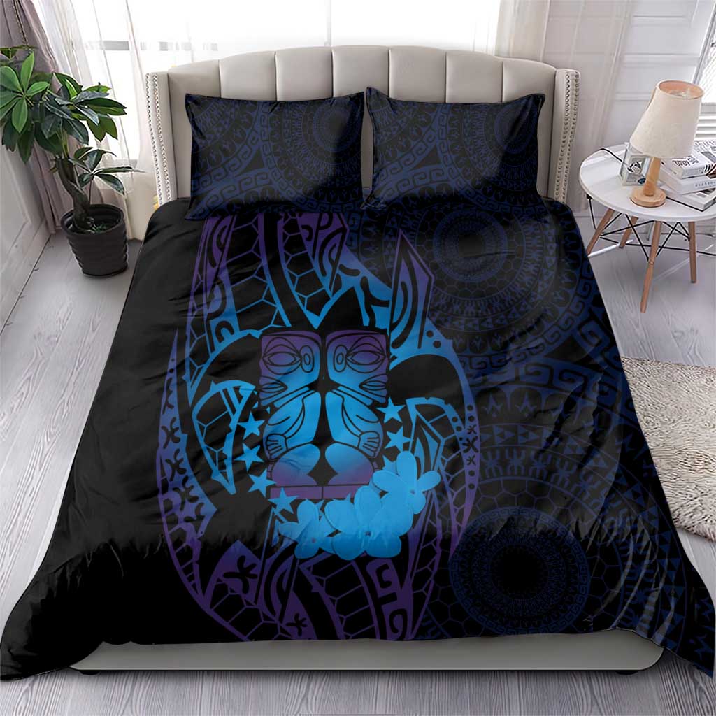 Kia Orana Kuki Airani Bedding Set Cook Islands Tangaroa God Tatau Purple LT14 - Polynesian Pride