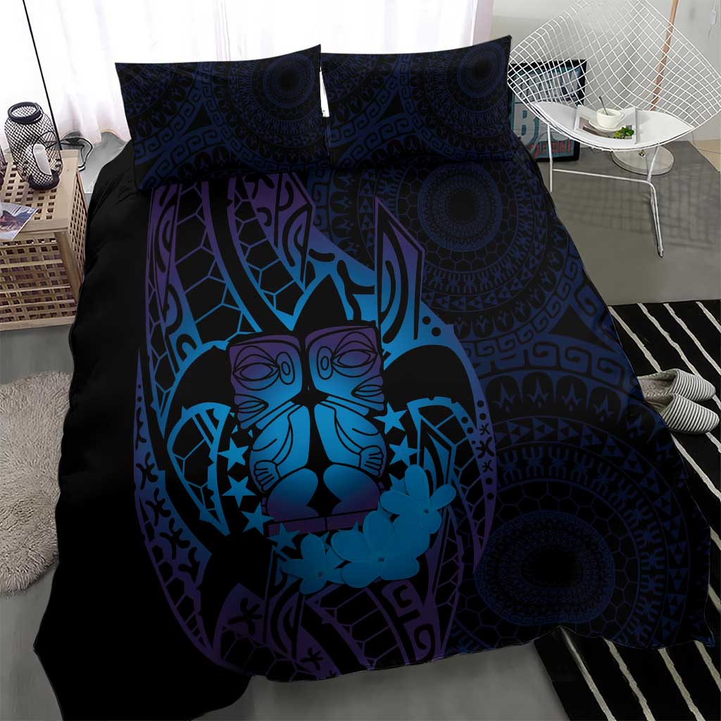 Kia Orana Kuki Airani Bedding Set Cook Islands Tangaroa God Tatau Purple LT14 - Polynesian Pride