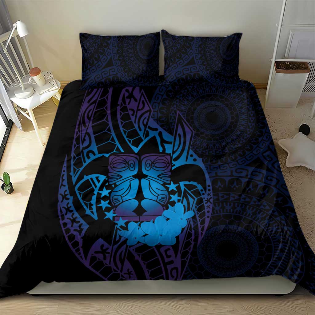 Kia Orana Kuki Airani Bedding Set Cook Islands Tangaroa God Tatau Purple LT14 - Polynesian Pride
