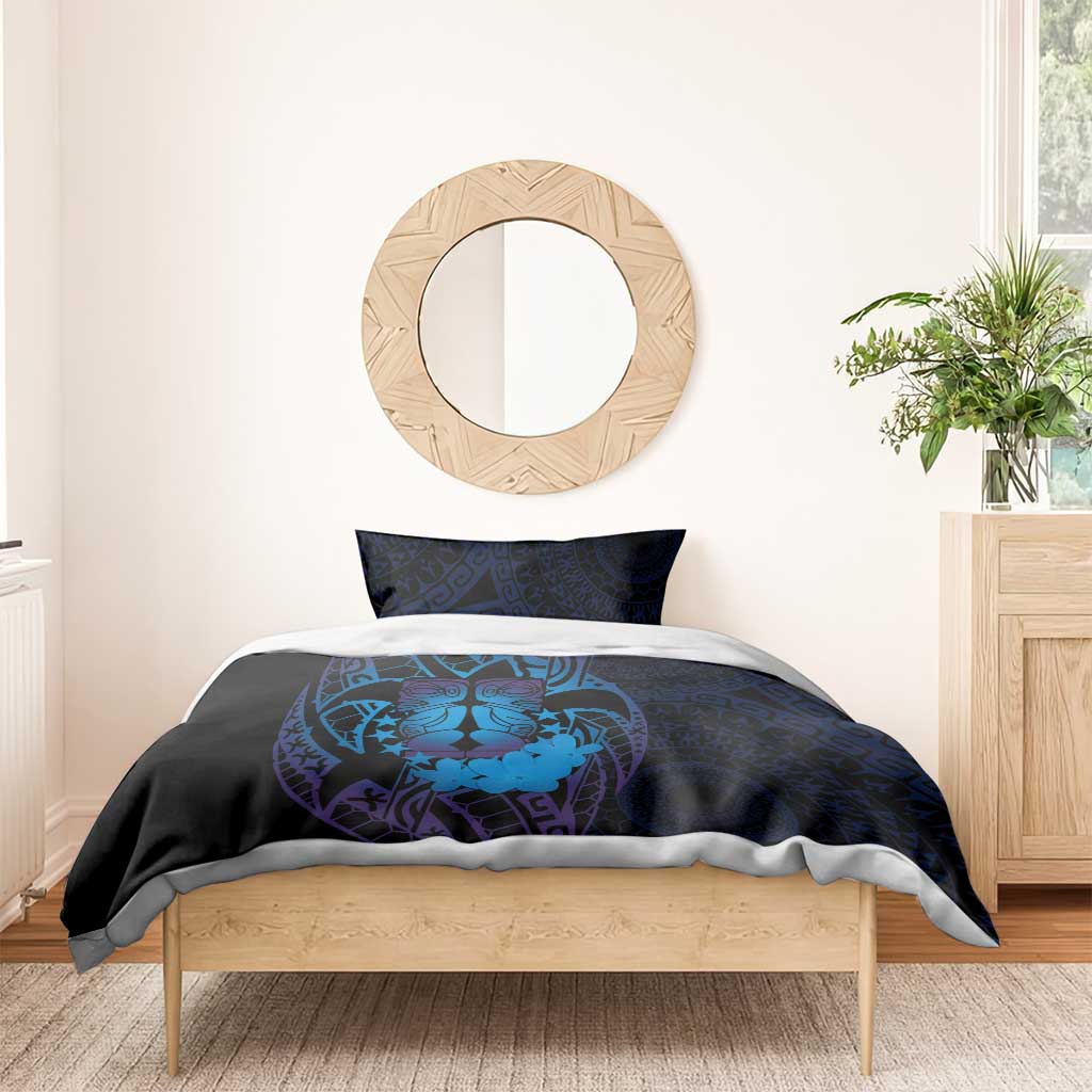 Kia Orana Kuki Airani Bedding Set Cook Islands Tangaroa God Tatau Purple LT14 - Polynesian Pride