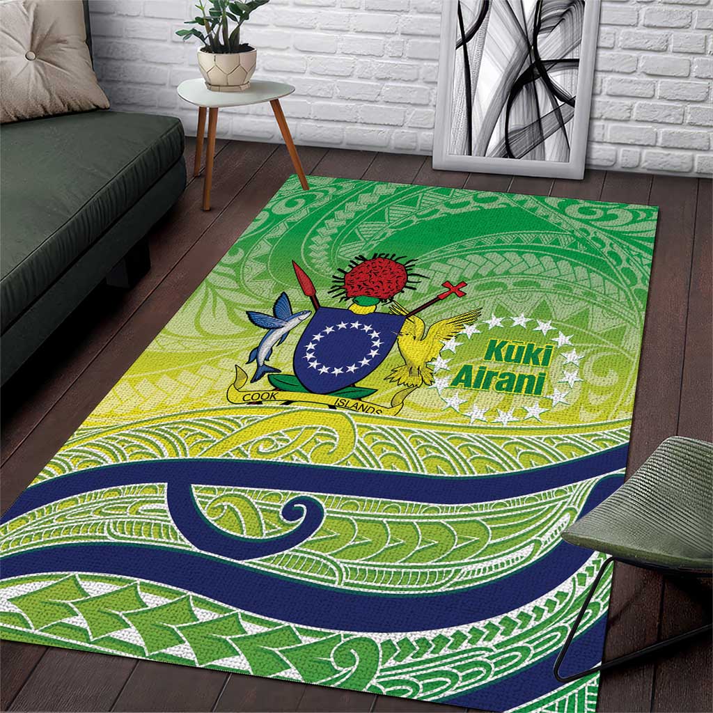 Te Maeva Nui Cook Islands Area Rug 60th Independence Anniversary Proud LT14 Green - Polynesian Pride