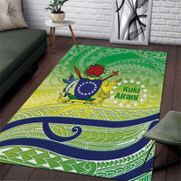 Te Maeva Nui Cook Islands Area Rug 60th Independence Anniversary Proud LT14 Green - Polynesian Pride