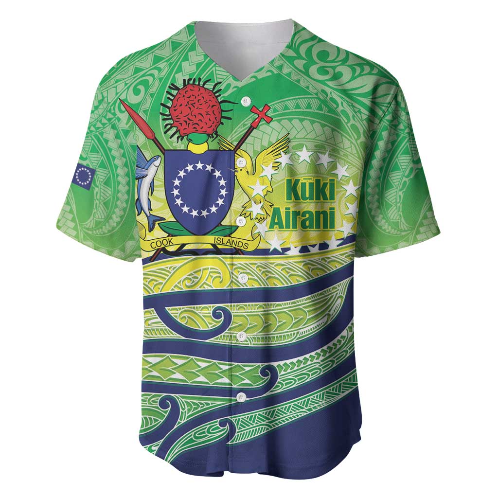 Te Maeva Nui Cook Islands Baseball Jersey 60th Independence Anniversary Proud LT14 Green - Polynesian Pride