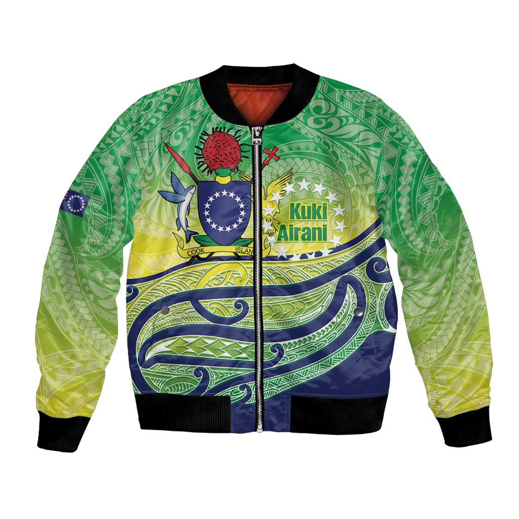 Te Maeva Nui Cook Islands Bomber Jacket 60th Independence Anniversary Proud LT14 Unisex Green - Polynesian Pride