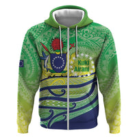 Te Maeva Nui Cook Islands Hoodie 60th Independence Anniversary Proud LT14 Zip Hoodie Green - Polynesian Pride