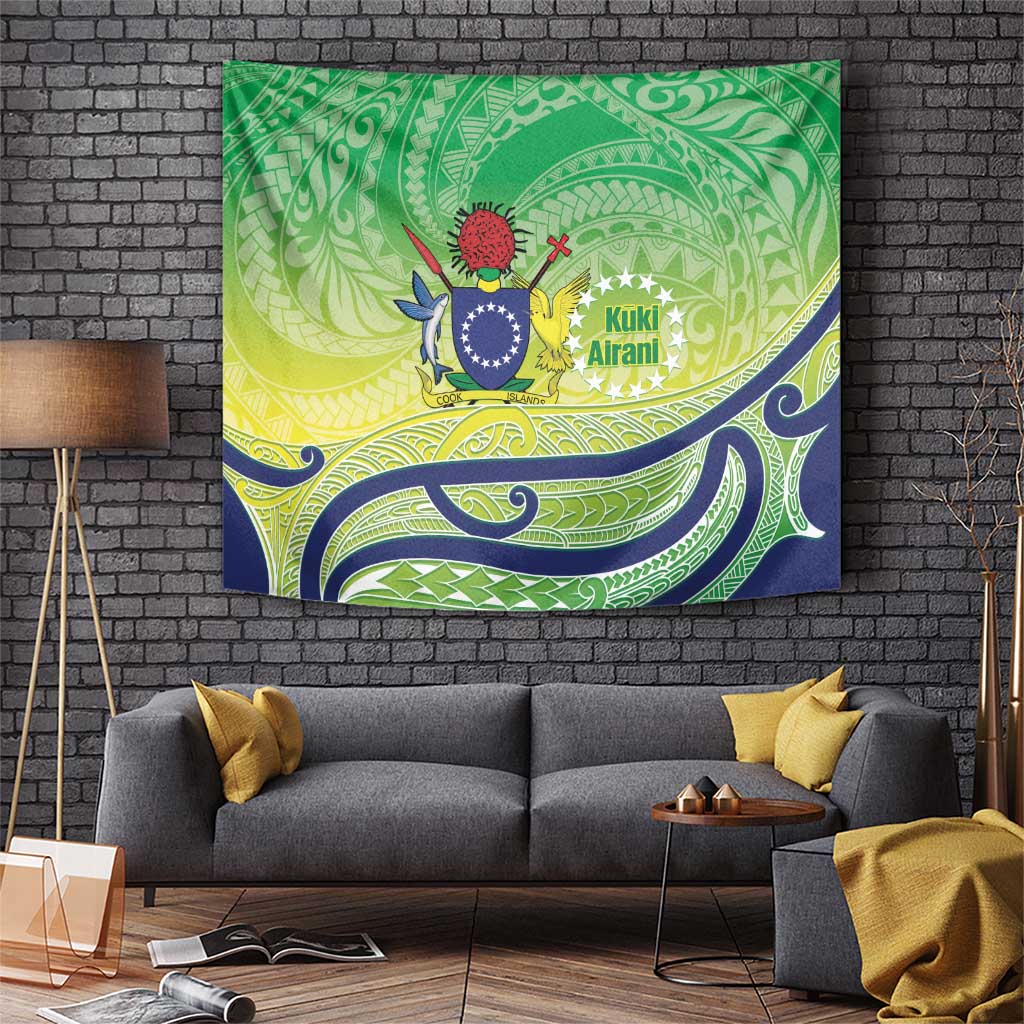 Te Maeva Nui Cook Islands Tapestry 60th Independence Anniversary Proud LT14 Green - Polynesian Pride