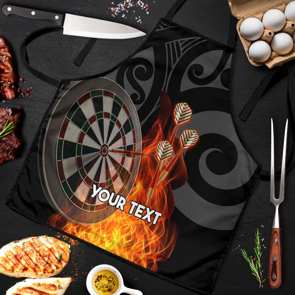 Personalised Aotearoa Darts Apron Maori Koru Flaming Dartboard LT14 Black - Polynesian Pride
