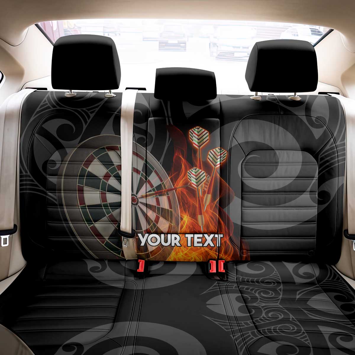 Personalised Aotearoa Darts Back Car Seat Cover Maori Koru Flaming Dartboard LT14 - Polynesian Pride