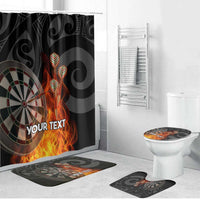 Personalised Aotearoa Darts Bathroom Set Maori Koru Flaming Dartboard LT14 Bathroom Set (4 pcs) Black - Polynesian Pride