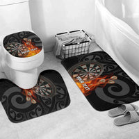Personalised Aotearoa Darts Bathroom Set Maori Koru Flaming Dartboard LT14 Mat Set Only (3 pcs) One Size Black - Polynesian Pride