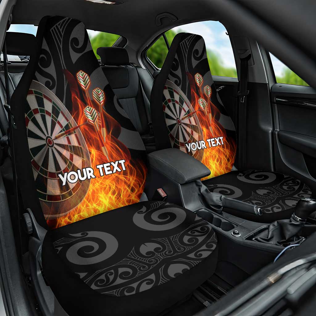 Personalised Aotearoa Darts Car Seat Cover Maori Koru Flaming Dartboard LT14 One Size Black - Polynesian Pride