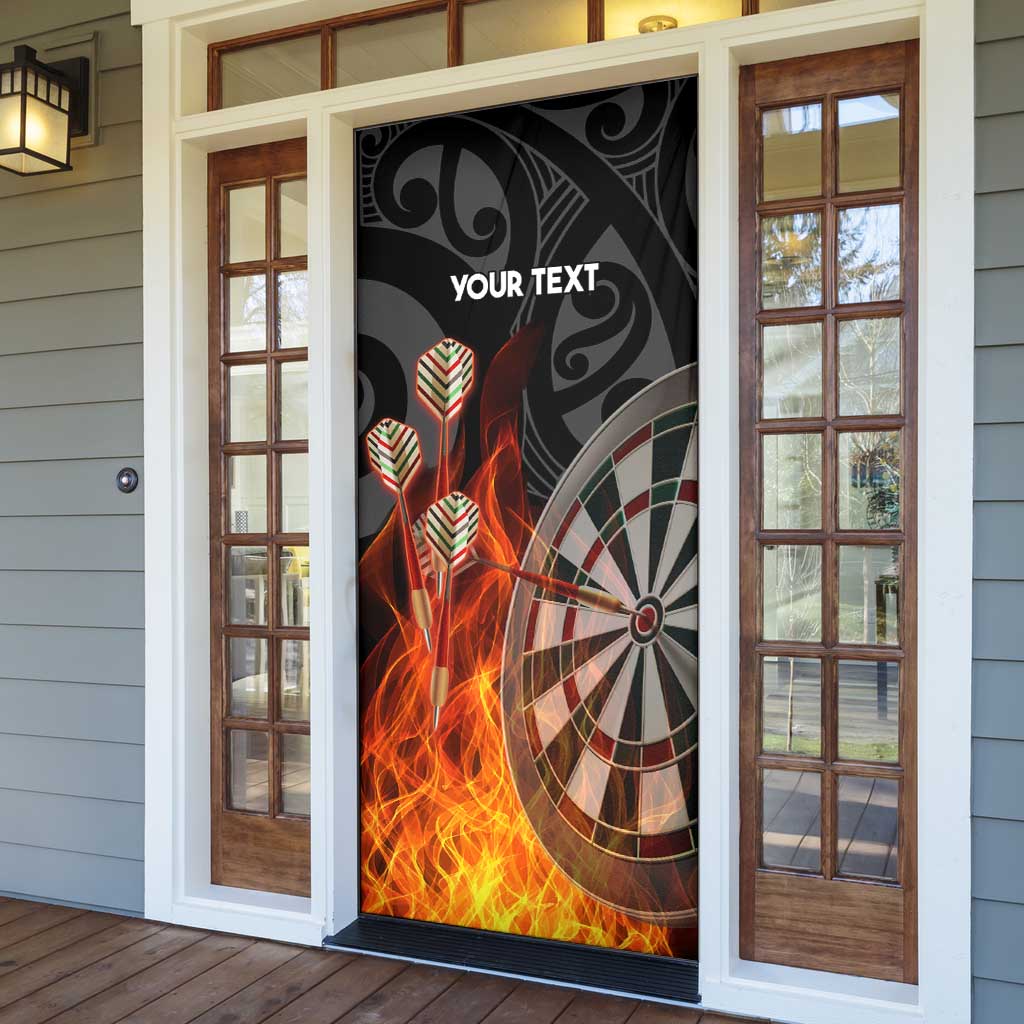 Personalised Aotearoa Darts Door Cover Maori Koru Flaming Dartboard LT14 - Polynesian Pride