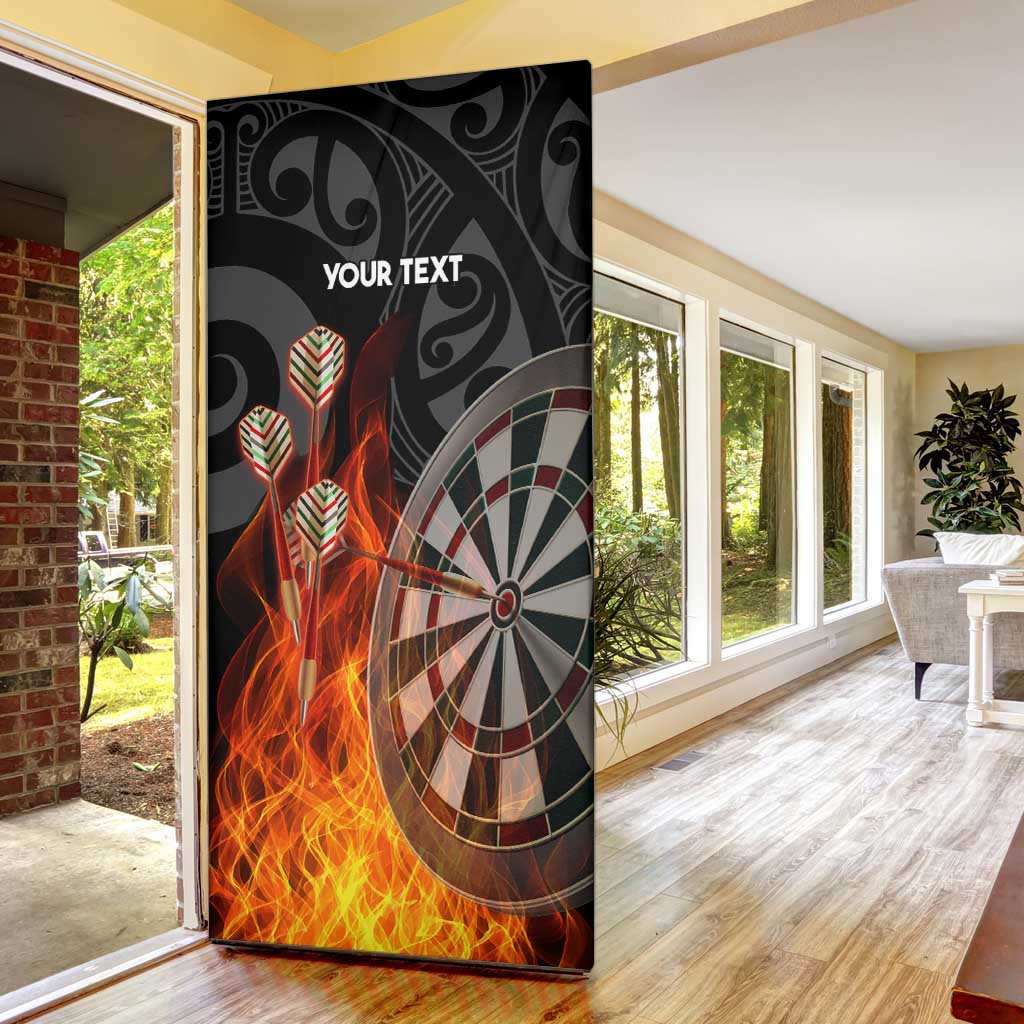 Personalised Aotearoa Darts Door Cover Maori Koru Flaming Dartboard LT14 - Polynesian Pride