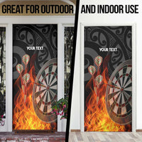 Personalised Aotearoa Darts Door Cover Maori Koru Flaming Dartboard LT14 - Polynesian Pride