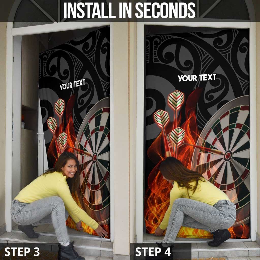 Personalised Aotearoa Darts Door Cover Maori Koru Flaming Dartboard LT14 - Polynesian Pride