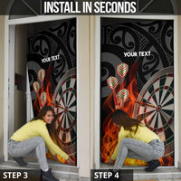 Personalised Aotearoa Darts Door Cover Maori Koru Flaming Dartboard LT14 - Polynesian Pride