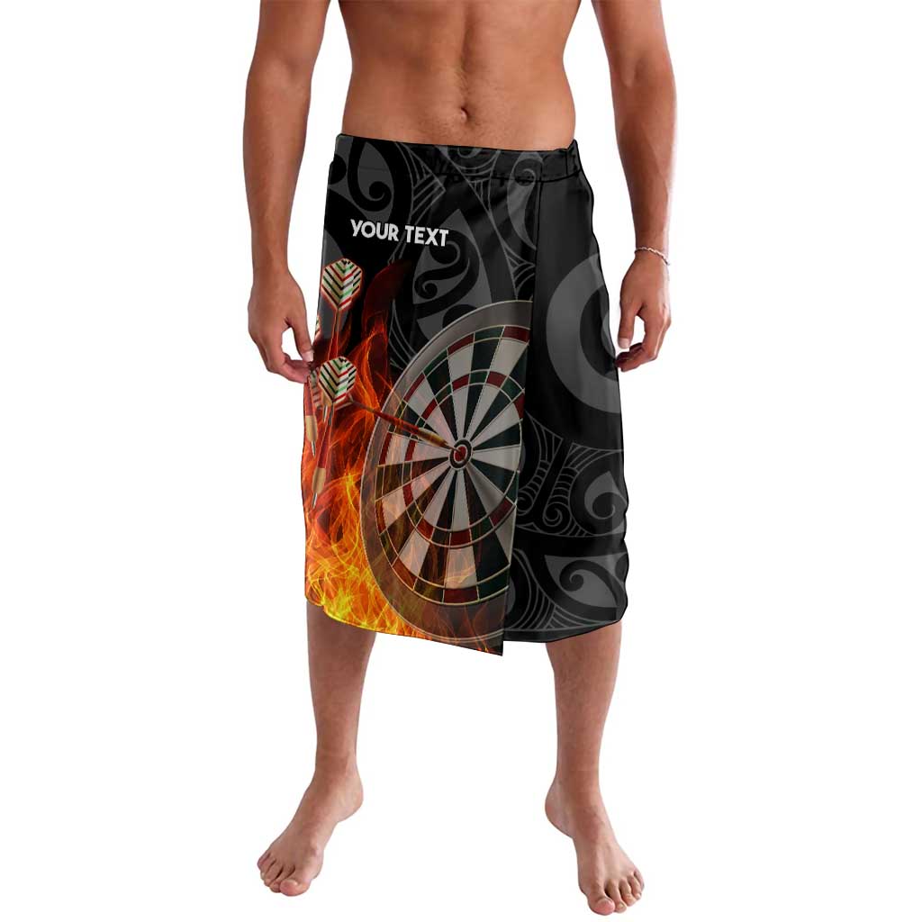 Personalised Aotearoa Darts Lavalava Maori Koru Flaming Dartboard LT14 Black - Polynesian Pride