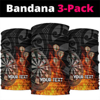 Personalised Aotearoa Darts Neck Gaiter Maori Koru Flaming Dartboard LT14 package One Size: 25*50cm Black - Polynesian Pride