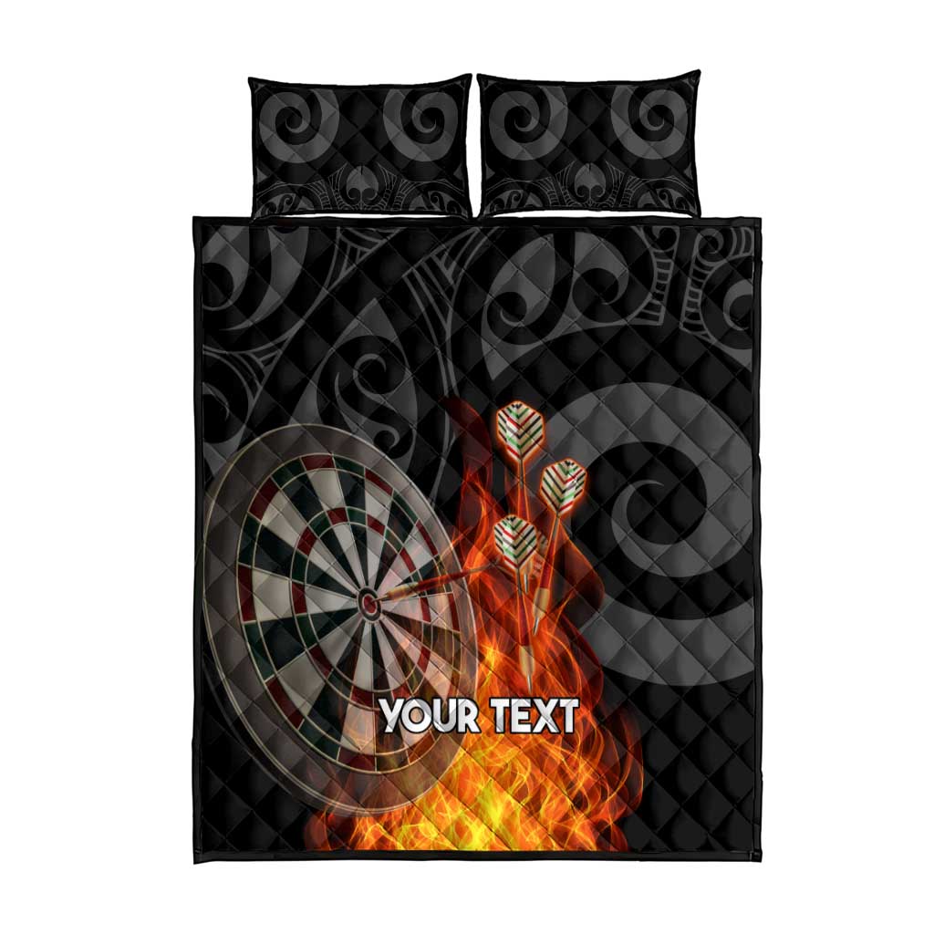 Personalised Aotearoa Darts Quilt Bed Set Maori Koru Flaming Dartboard LT14 - Polynesian Pride