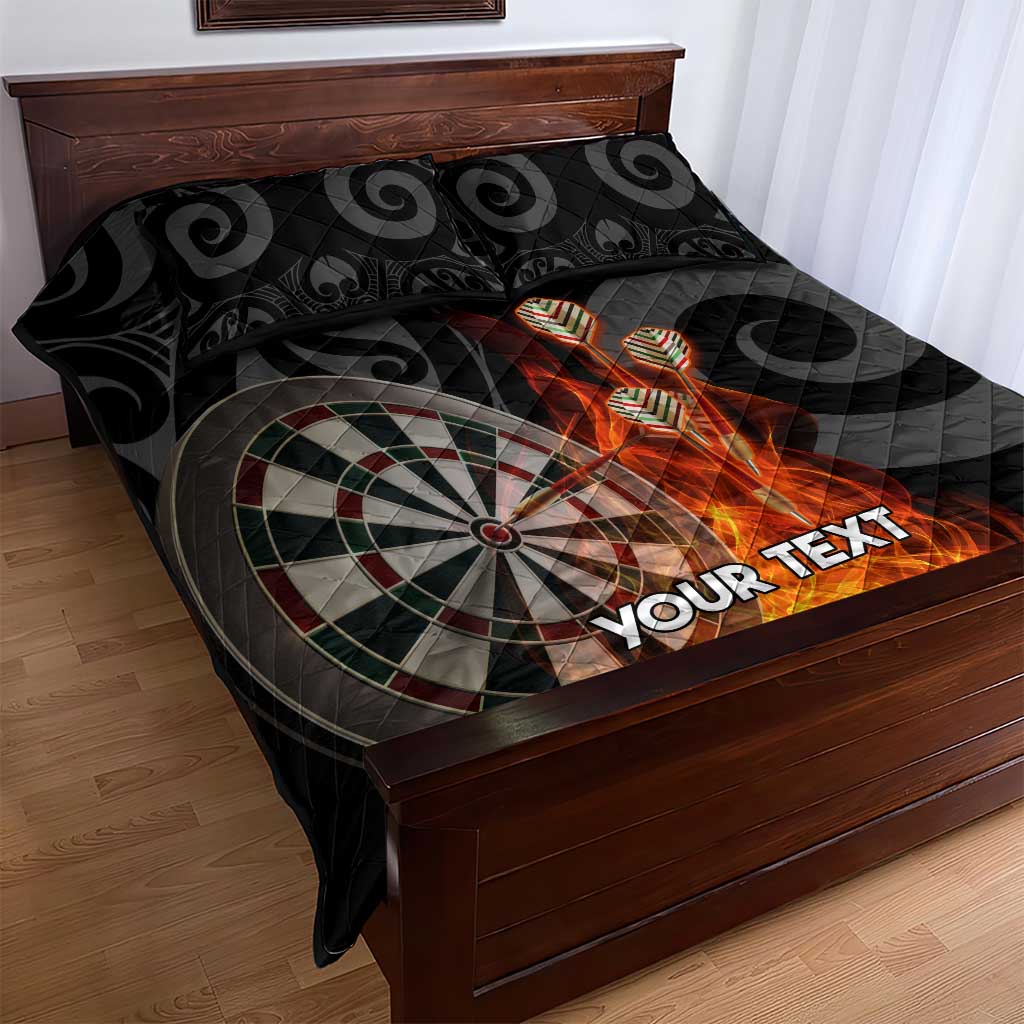 Personalised Aotearoa Darts Quilt Bed Set Maori Koru Flaming Dartboard LT14 - Polynesian Pride