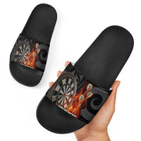 Personalised Aotearoa Darts Slide Sandals Maori Koru Flaming Dartboard LT14 - Polynesian Pride