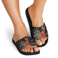 Personalised Aotearoa Darts Slide Sandals Maori Koru Flaming Dartboard LT14 - Polynesian Pride