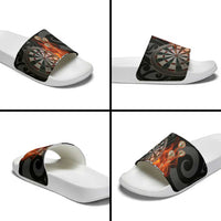 Personalised Aotearoa Darts Slide Sandals Maori Koru Flaming Dartboard LT14 - Polynesian Pride