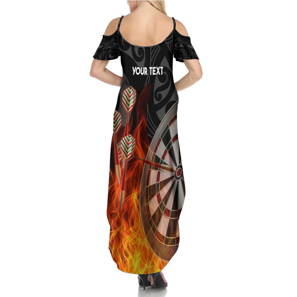 Personalised Aotearoa Darts Summer Maxi Dress Maori Koru Flaming Dartboard LT14 - Polynesian Pride