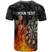 Personalised Aotearoa Darts T Shirt Maori Koru Flaming Dartboard LT14 - Polynesian Pride