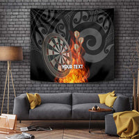 Personalised Aotearoa Darts Tapestry Maori Koru Flaming Dartboard LT14 Black - Polynesian Pride