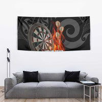 Personalised Aotearoa Darts Tapestry Maori Koru Flaming Dartboard LT14 - Polynesian Pride