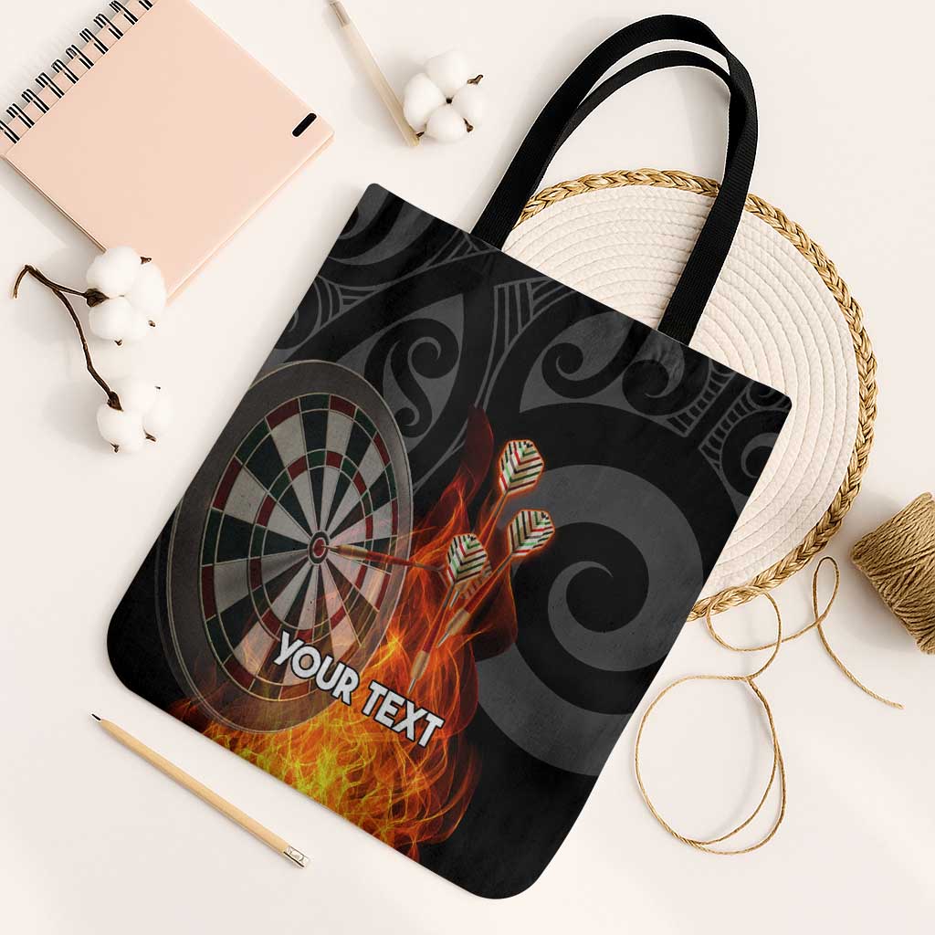 Personalised Aotearoa Darts Tote Bag Maori Koru Flaming Dartboard LT14 Black Strap One Size Black - Polynesian Pride