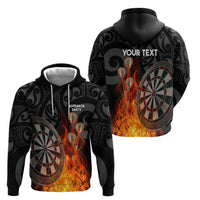 Personalised Aotearoa Darts Zip Hoodie Maori Koru Flaming Dartboard LT14 - Polynesian Pride