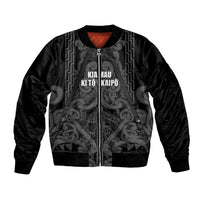 Maori Language Week Personalised Bomber Jacket Kia Mau Ki To Ukaipo Grey Color LT14 Unisex Grey - Polynesian Pride