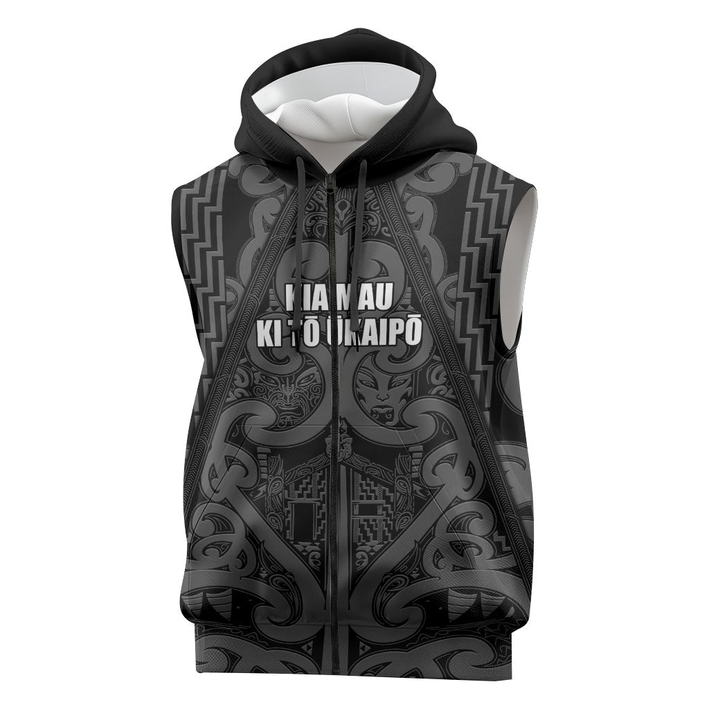 Maori Language Week Personalised Sleeveless Zip Hoodie Kia Mau Ki To Ukaipo Grey Color LT14 Grey - Polynesian Pride