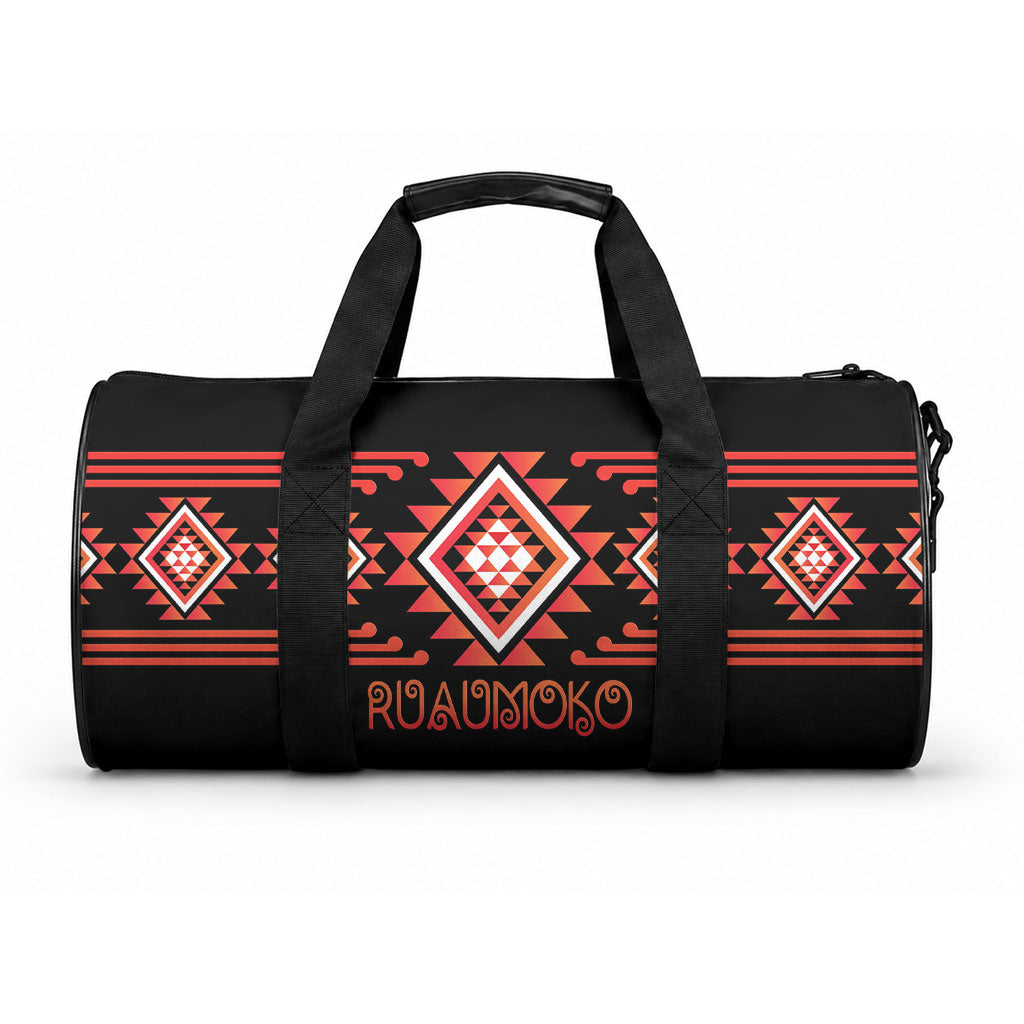 Aotearoa Atua Ruaumoko Duffle Bag Maori Powerful God Taniko Motifs LT14 One size Orange - Polynesian Pride