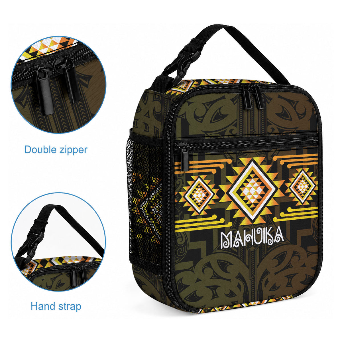 Aotearoa Atua Mahuika Lunch Bag Maori Goddess Of Fire Taniko Motifs LT14 - Polynesian Pride
