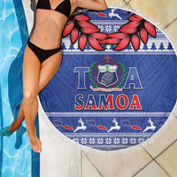 Toa Samoa Rugby Christmas Beach Blanket Ula Fala Samoan Pattern Blue LT14 - Polynesian Pride