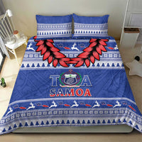 Toa Samoa Rugby Christmas Bedding Set Ula Fala Samoan Pattern Blue LT14 - Polynesian Pride