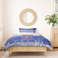 Toa Samoa Rugby Christmas Bedding Set Ula Fala Samoan Pattern Blue LT14 - Polynesian Pride