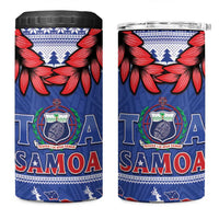 Toa Samoa Rugby Christmas 4 in 1 Can Cooler Tumbler Ula Fala Samoan Pattern Blue LT14 One Size: 16 oz Blue - Polynesian Pride
