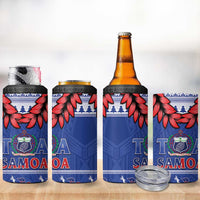 Toa Samoa Rugby Christmas 4 in 1 Can Cooler Tumbler Ula Fala Samoan Pattern Blue LT14 - Polynesian Pride