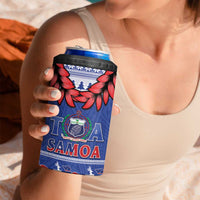 Toa Samoa Rugby Christmas 4 in 1 Can Cooler Tumbler Ula Fala Samoan Pattern Blue LT14 - Polynesian Pride