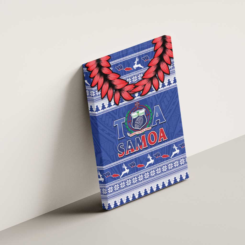 Toa Samoa Rugby Christmas Canvas Wall Art Ula Fala Samoan Pattern Blue LT14 - Polynesian Pride